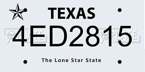 4ED2815 Texas License Plate