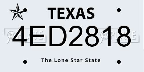 4ED2818 Texas License Plate