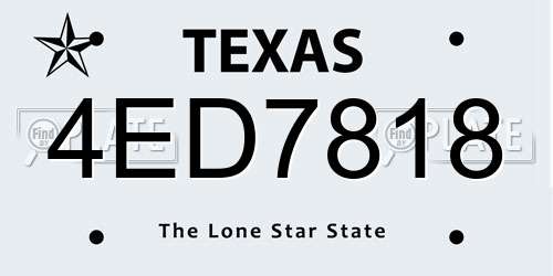 4ED7818 Texas License Plate