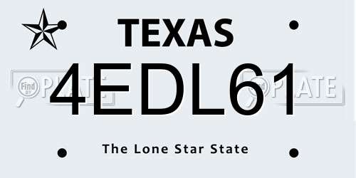4EDL61 Texas License Plate