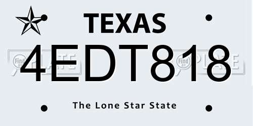 4EDT818 Texas License Plate