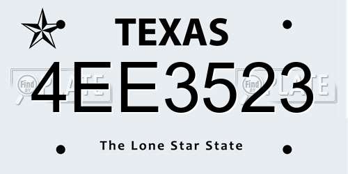 4EE3523 Texas License Plate