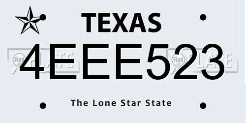 4EEE523 Texas License Plate