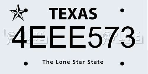 4EEE573 Texas License Plate