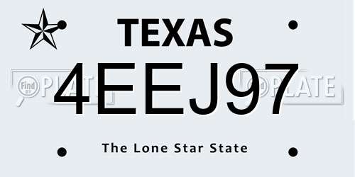 4EEJ97 Texas License Plate