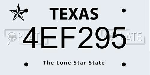 4EF295 Texas License Plate