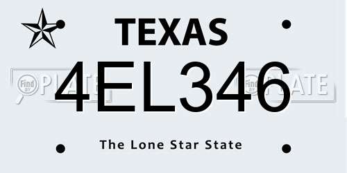 4EL346 Texas License Plate