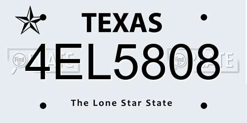 4EL5808 Texas License Plate