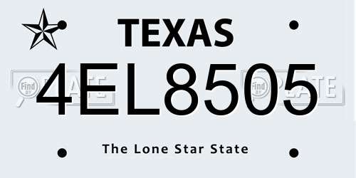 4EL8505 Texas License Plate
