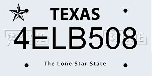 4ELB508 Texas License Plate