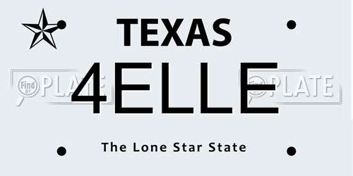 4ELLE Texas License Plate