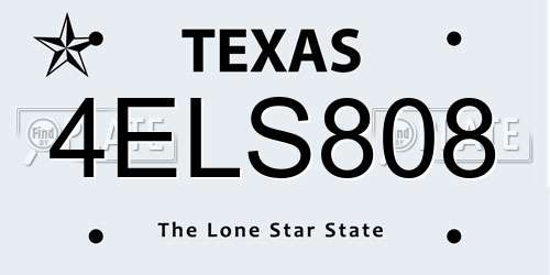 4ELS808 Texas License Plate