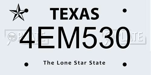 4EM530 Texas License Plate