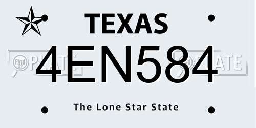 4EN584 Texas License Plate