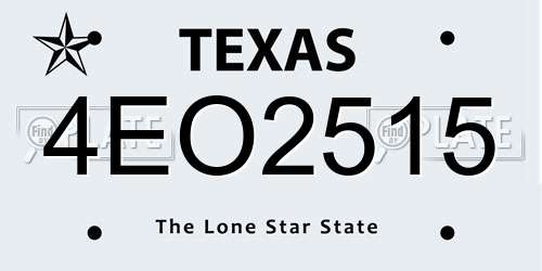 4EO2515 Texas License Plate