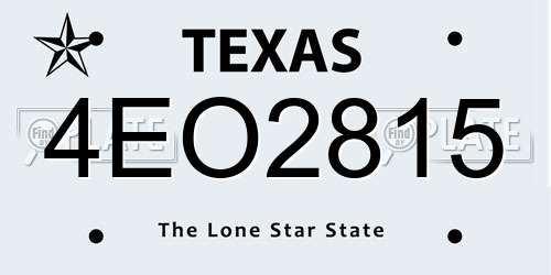 4EO2815 Texas License Plate