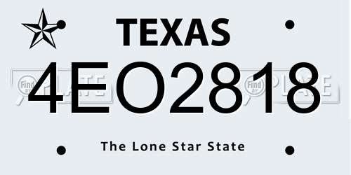 4EO2818 Texas License Plate