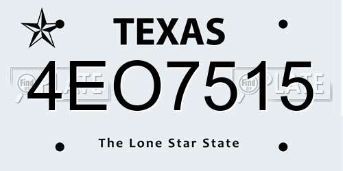 4EO7515 Texas License Plate