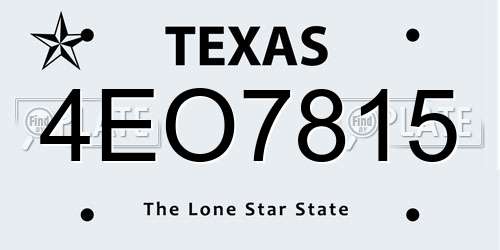 4EO7815 Texas License Plate