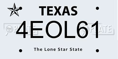 4EOL61 Texas License Plate