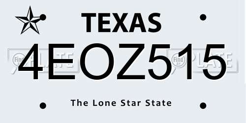 4EOZ515 Texas License Plate