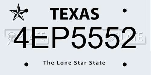 4EP5552 Texas License Plate