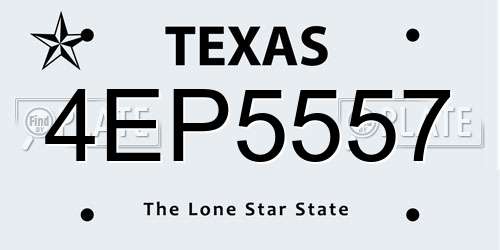 4EP5557 Texas License Plate