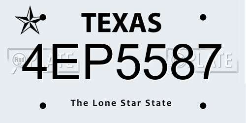 4EP5587 Texas License Plate