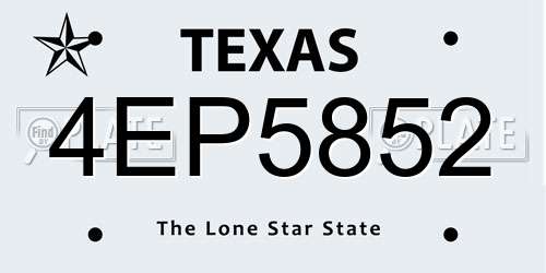 4EP5852 Texas License Plate