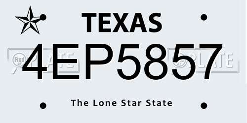 4EP5857 Texas License Plate