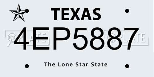 4EP5887 Texas License Plate