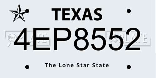 4EP8552 Texas License Plate