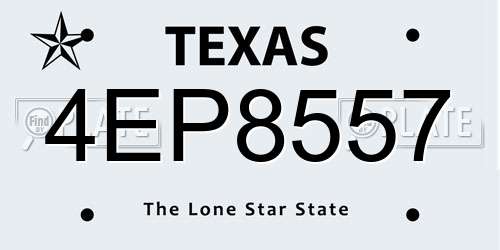 4EP8557 Texas License Plate