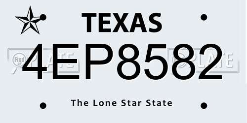 4EP8582 Texas License Plate