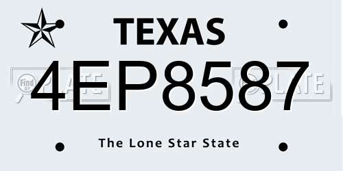 4EP8587 Texas License Plate