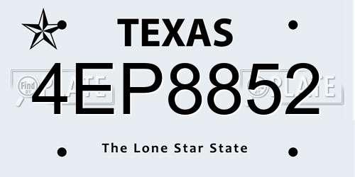 4EP8852 Texas License Plate