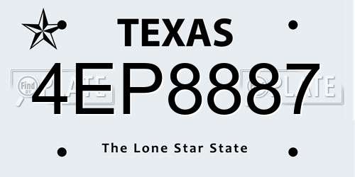 4EP8887 Texas License Plate