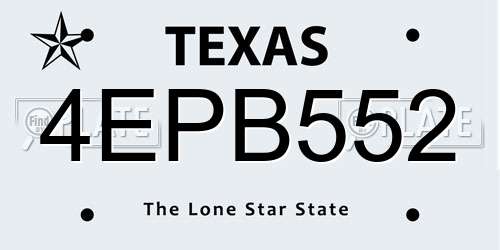 4EPB552 Texas License Plate