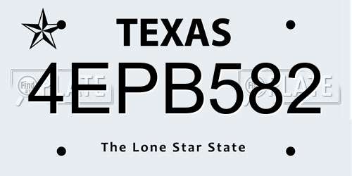 4EPB582 Texas License Plate