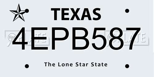 4EPB587 Texas License Plate