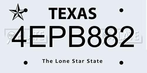 4EPB882 Texas License Plate