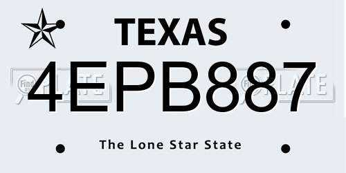 4EPB887 Texas License Plate