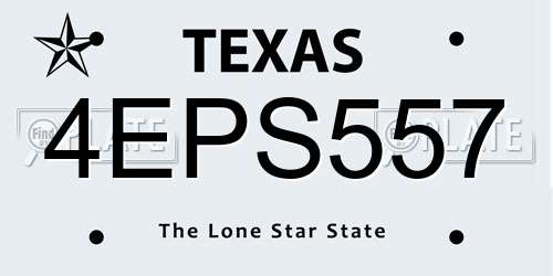4EPS557 Texas License Plate