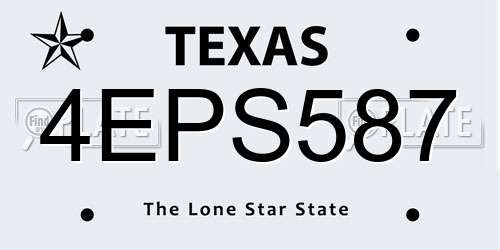 4EPS587 Texas License Plate