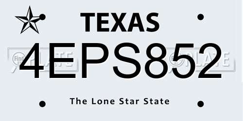4EPS852 Texas License Plate