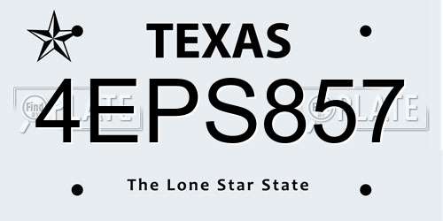 4EPS857 Texas License Plate