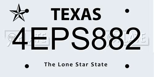 4EPS882 Texas License Plate