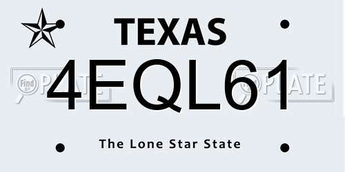 4EQL61 Texas License Plate