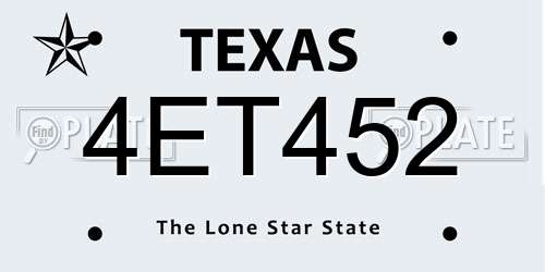 4ET452 Texas License Plate