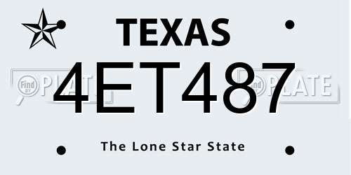 4ET487 Texas License Plate